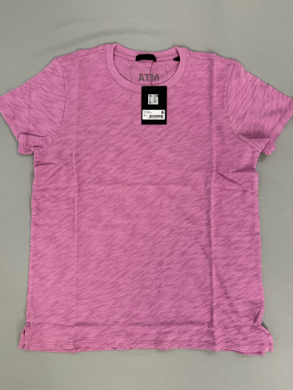 ATM T- Shirt 100% Premium Cotton Blue Short Sleeve Size M Wild Orchid Color NWT